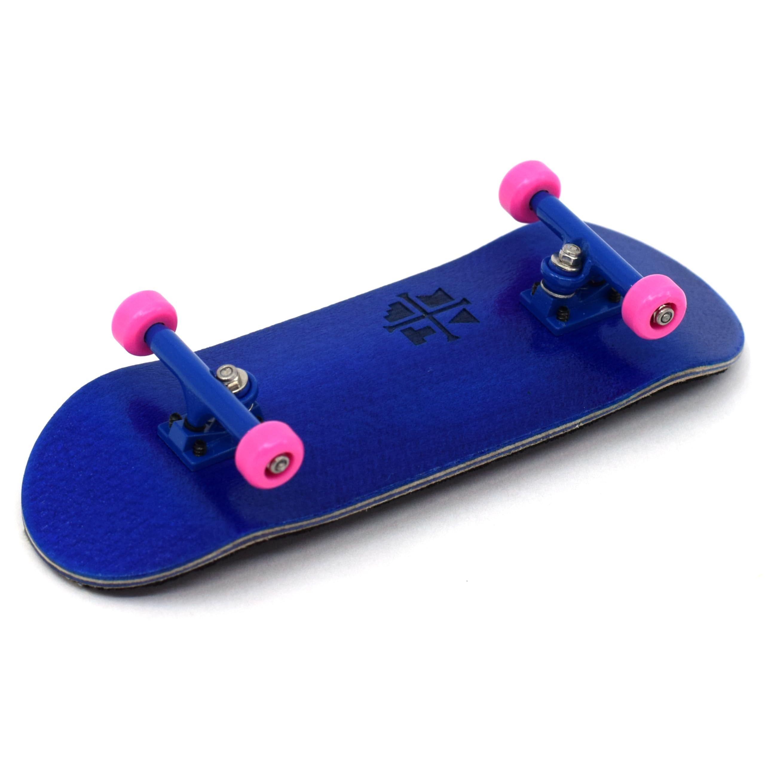 Teak Tuning 32mm Fingerboard Complete - Fully Assembled with Pro Level Components - Pro Shaped Wooden Deck (32x97mm), UltraSpin Bearing Wheels, Prodigy Gen2 Trucks - Blue & Pink - Image 2