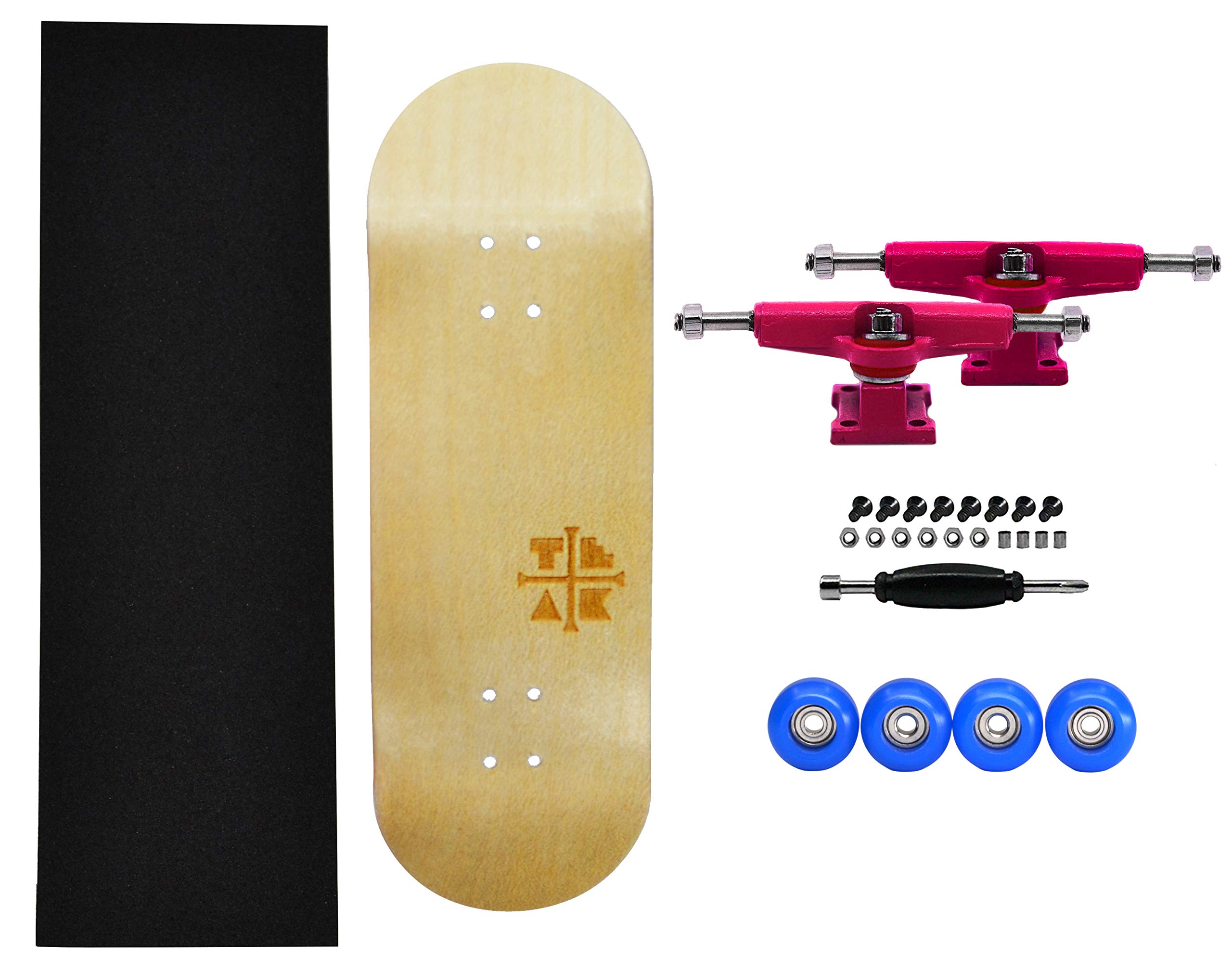 Teak Tuning 32mm Pro Fingerboard Complete - Fully Assembled with Pro Level Components - Pro Shaped Wooden Deck (32x97mm), UltraSpin Bearing Wheels, Prodigy Gen2 Trucks - Cotton Candy - Image 3