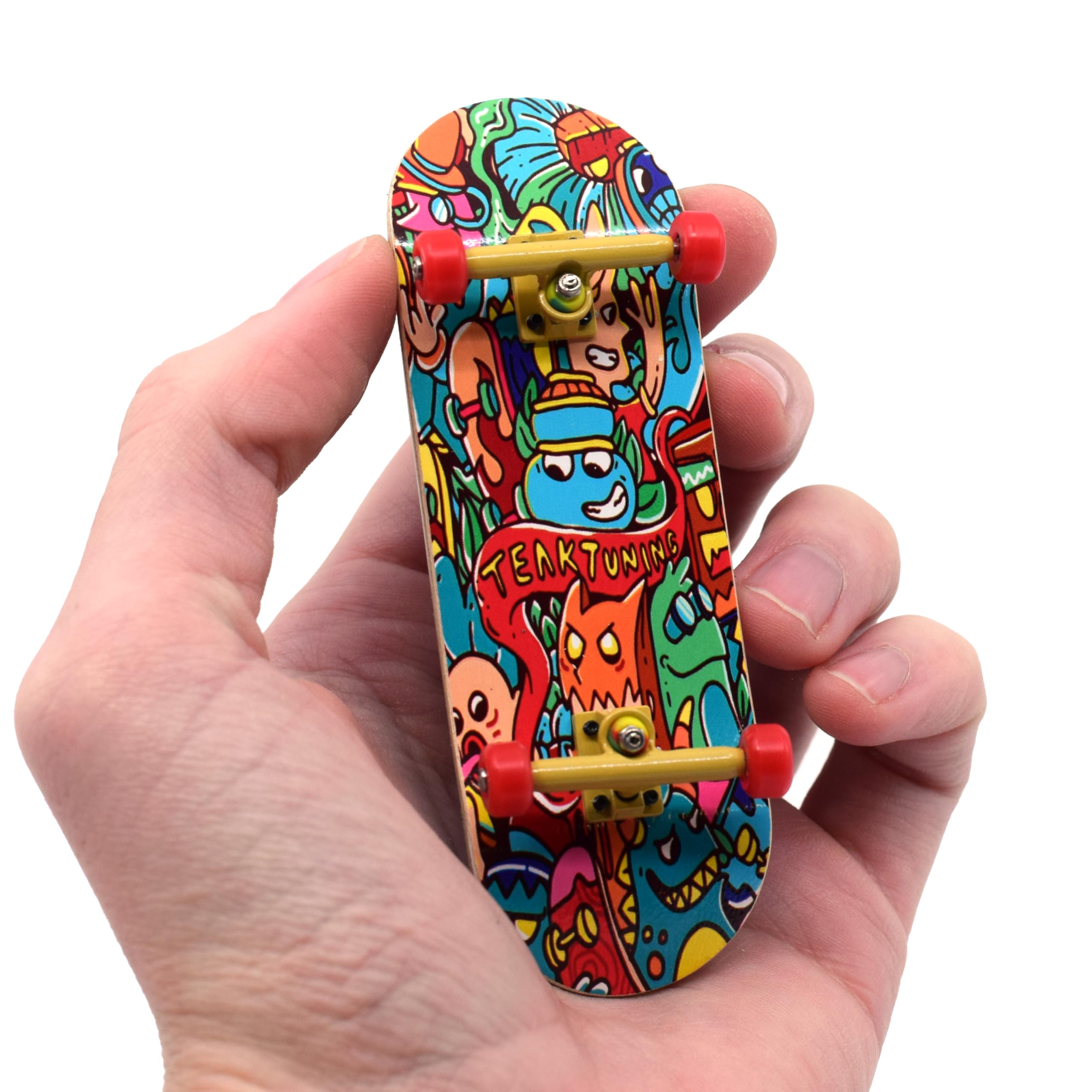 Teak Tuning 32mm Pro Fingerboard Heat Transfer Graphic Complete - Fully Assembled with Pro Level Parts - Pro Shaped Wood Deck (34x97mm), UltraSpin Wheels, Prodigy Trucks - Bubble Bushings & Monsters
