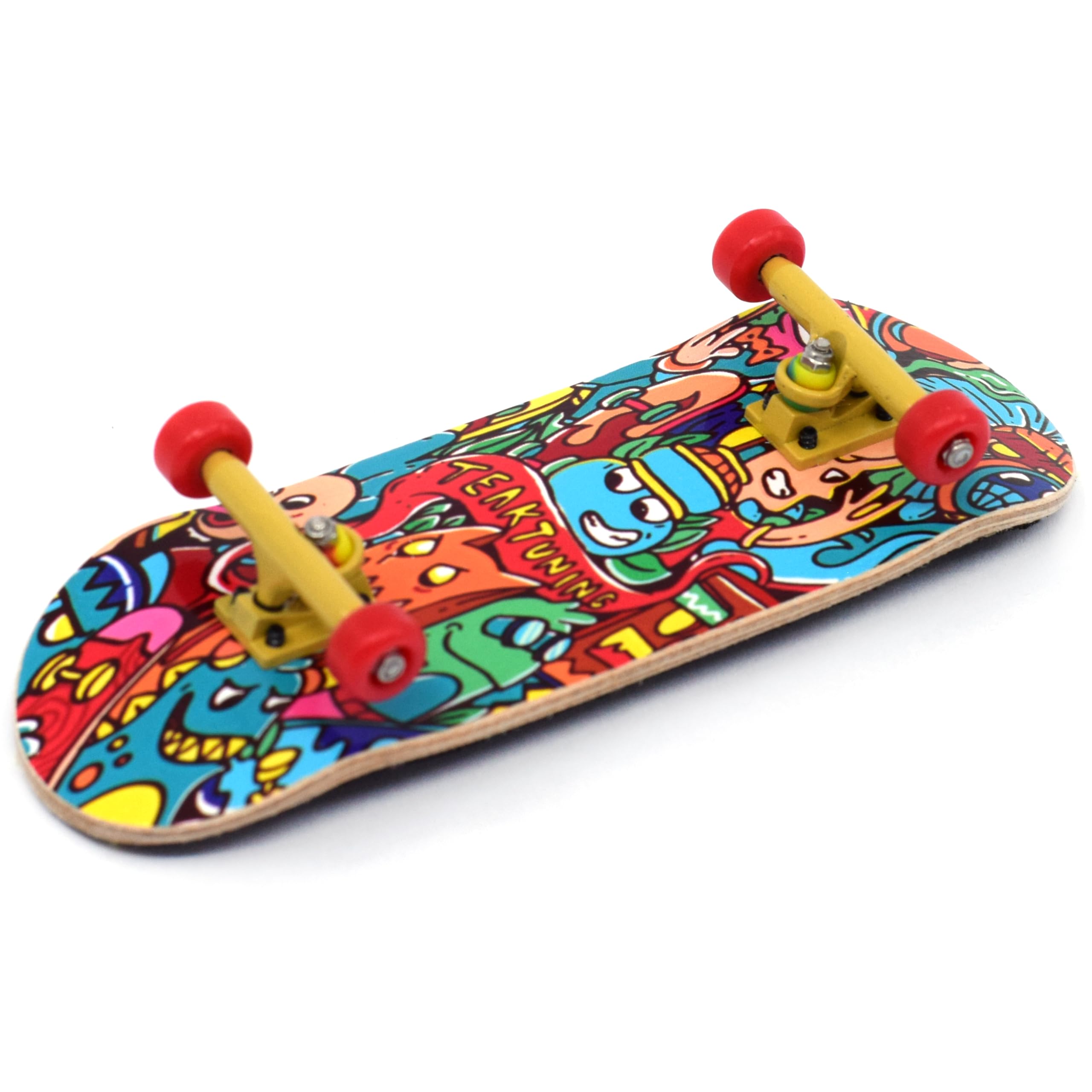 Teak Tuning 32mm Pro Fingerboard Heat Transfer Graphic Complete - Fully Assembled with Pro Level Parts - Pro Shaped Wood Deck (34x97mm), UltraSpin Wheels, Prodigy Trucks - Bubble Bushings & Monsters - Image 2