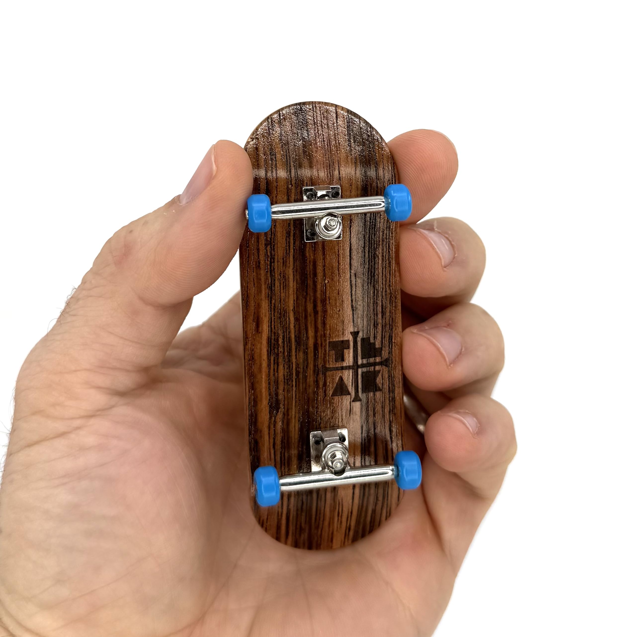 Teak Tuning 34mm Pro Fingerboard Complete - Fully Assembled with Pro Level Components - Pro Shaped Wooden Deck (34x97mm), UltraSpin Bearing Wheels, Prodigy Gen2 Trucks - Blue Suede Shoes