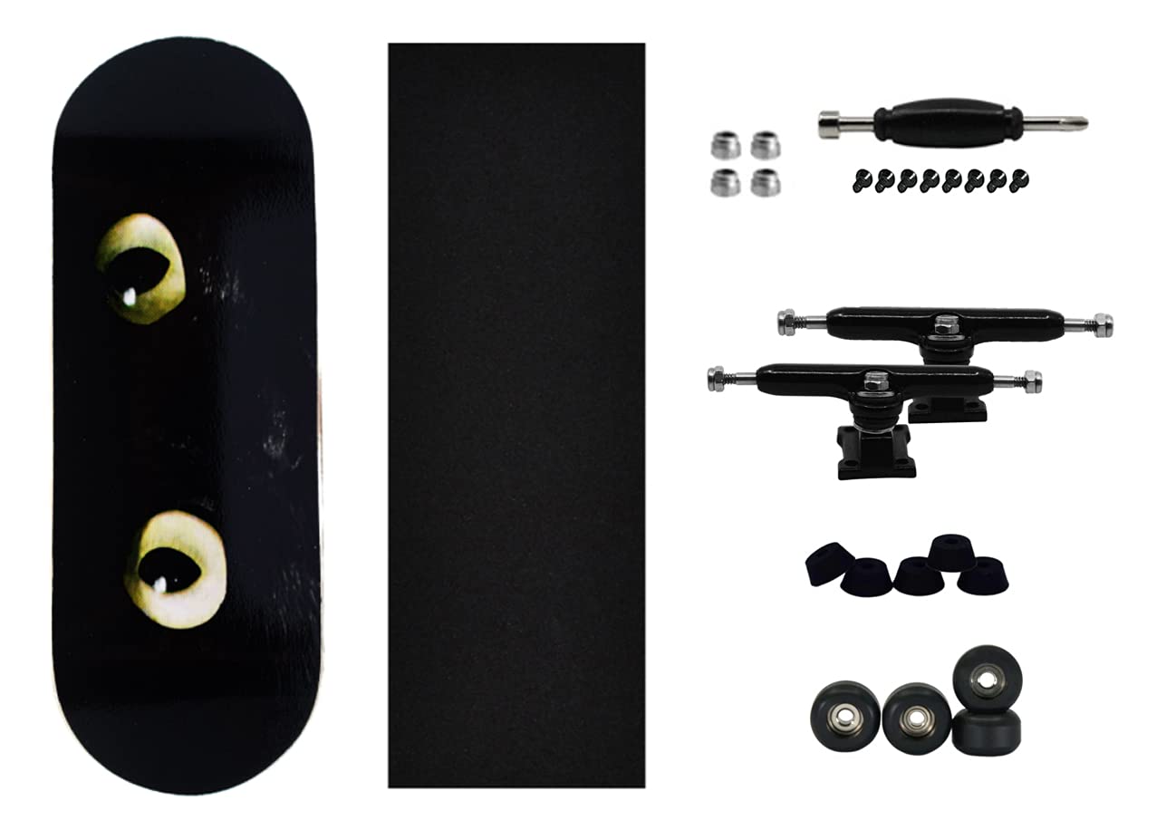 Teak Tuning 34mm Pro Fingerboard Heat Transfer Graphic Complete - Fully Assembled with Pro Level Parts - Pro Shaped Wood Deck (34x97mm), UltraSpin Wheels, Prodigy Trucks - Midnight Stare - Image 4