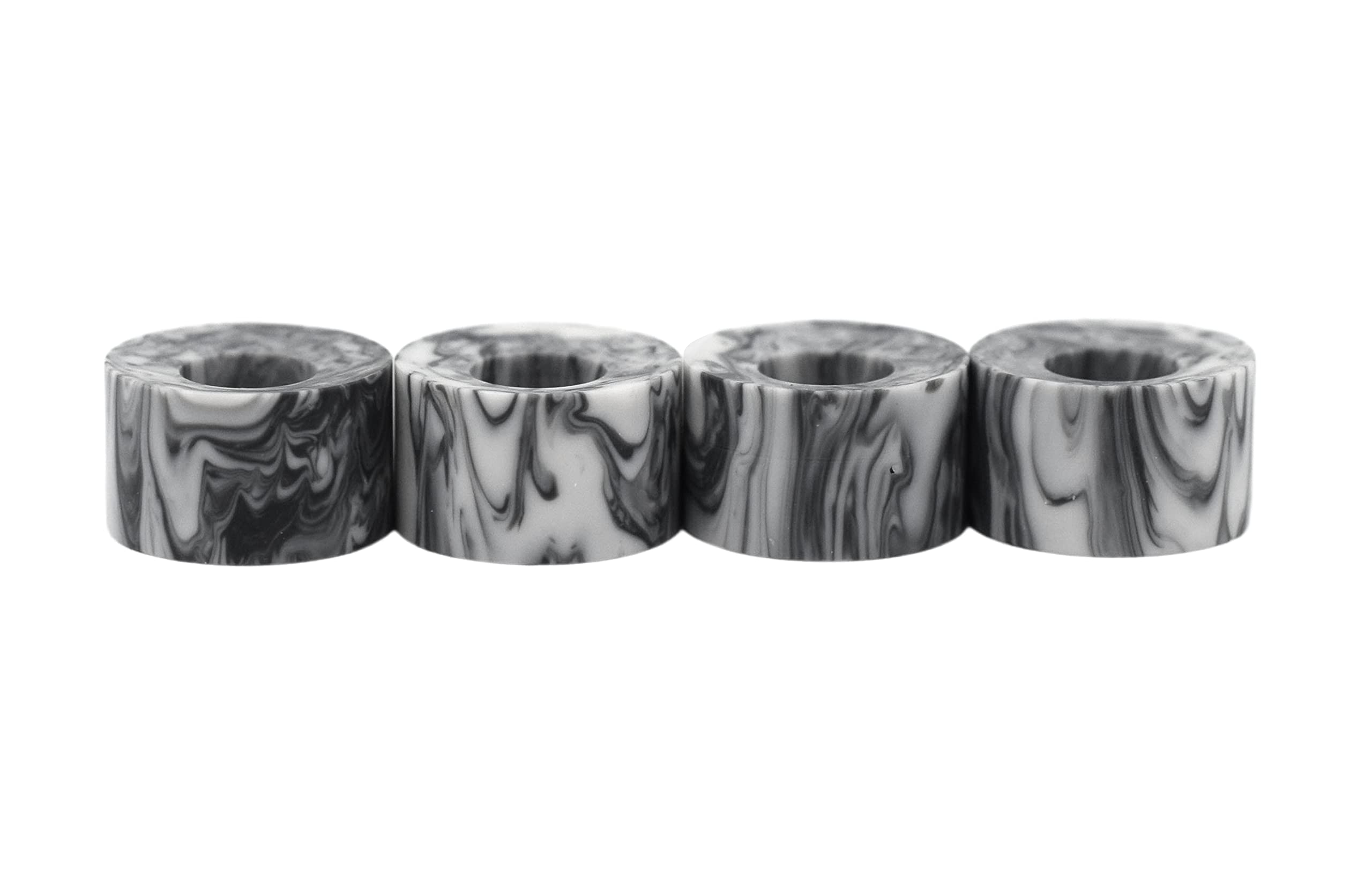 Teak Tuning Apex 61D Urethane Fingerboard Wheels - Cruiser Style, Bowl Shaped, 8.7mm Diameter - ABEC-9 Stealth Bearings - Made in The USA - Grey & White Swirl Colorway - Image 3