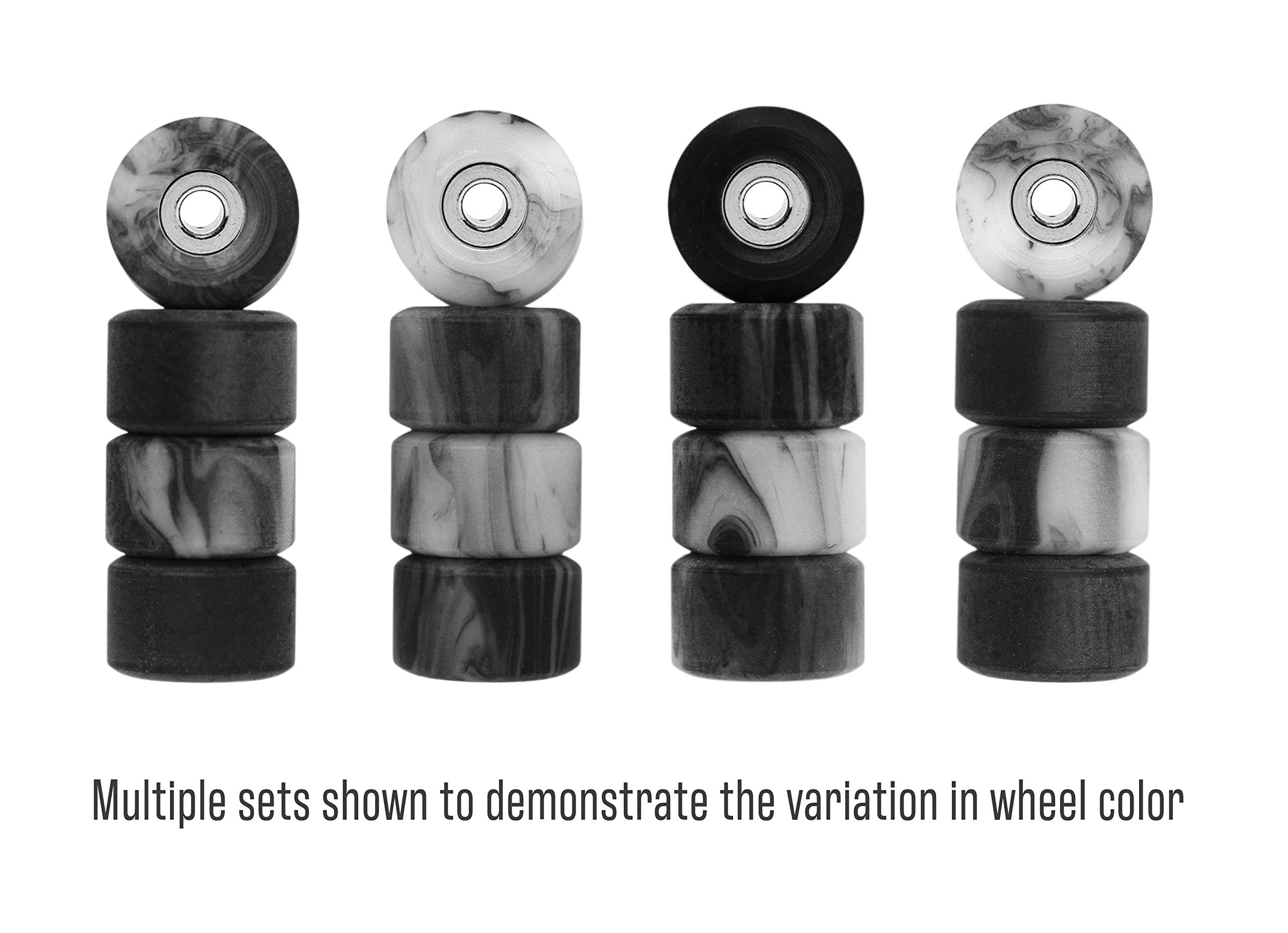 Teak Tuning Apex 71D Urethane Fingerboard Wheels, New Street Shape, 7.7mm Diameter, Ultra Spin Bearings - Made in The USA - Grey & White Swirl Colorway - Image 6