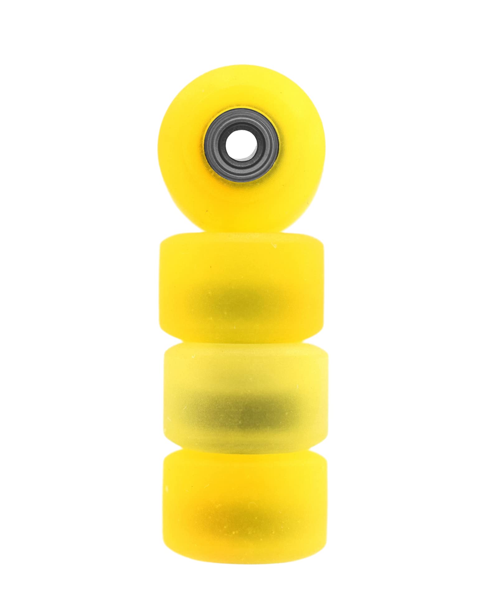 Teak Tuning Apex 61D Urethane Fingerboard Wheels - New Street Shape, 7.7mm Diameter - ABEC-9 Stealth Bearings - Made in The USA - Yellow Sol Colorway - Image 2