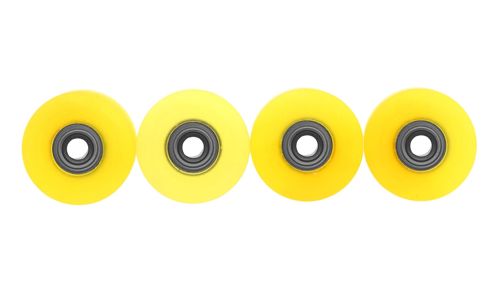 Teak Tuning Apex 61D Urethane Fingerboard Wheels - New Street Shape, 7.7mm Diameter - ABEC-9 Stealth Bearings - Made in The USA - Yellow Sol Colorway - Image 3