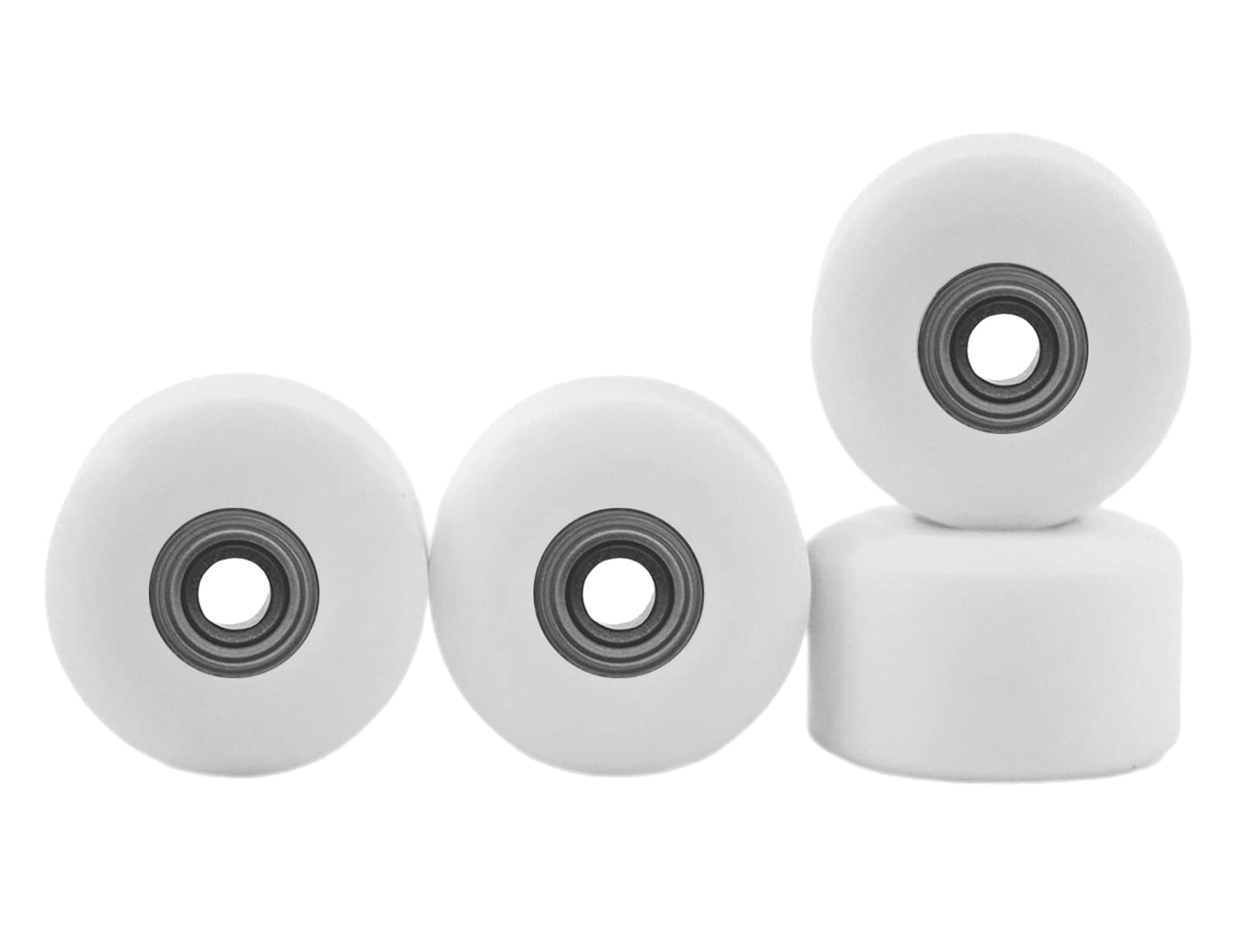 Teak Tuning Apex 61D Urethane Fingerboard Wheels - New Street Shape, 7.7mm Diameter - ABEC-9 Stealth Bearings - Made in the USA - White Snow Colorway
