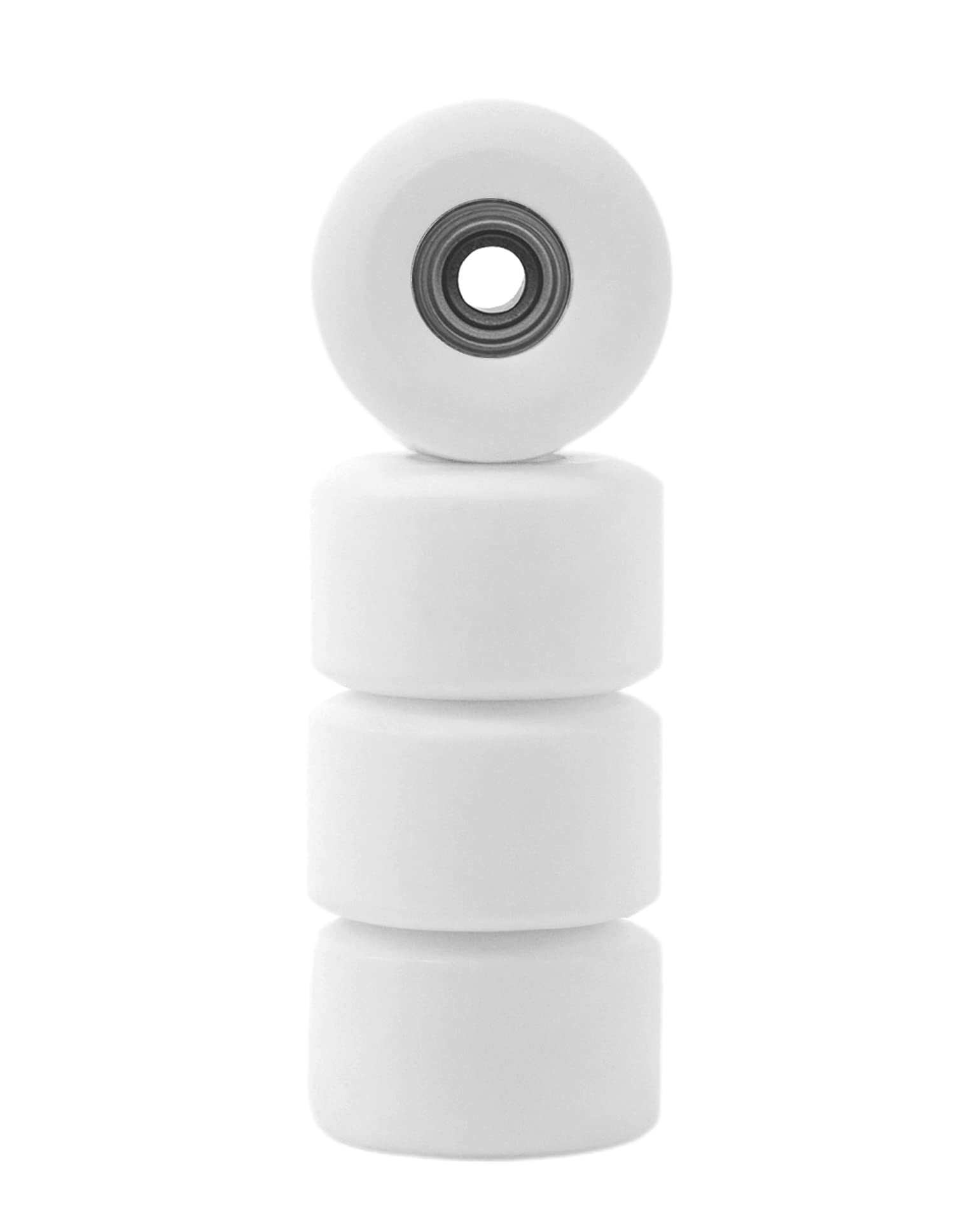 Teak Tuning Apex 61D Urethane Fingerboard Wheels - New Street Shape, 7.7mm Diameter - ABEC-9 Stealth Bearings - Made in the USA - White Snow Colorway - Image 2