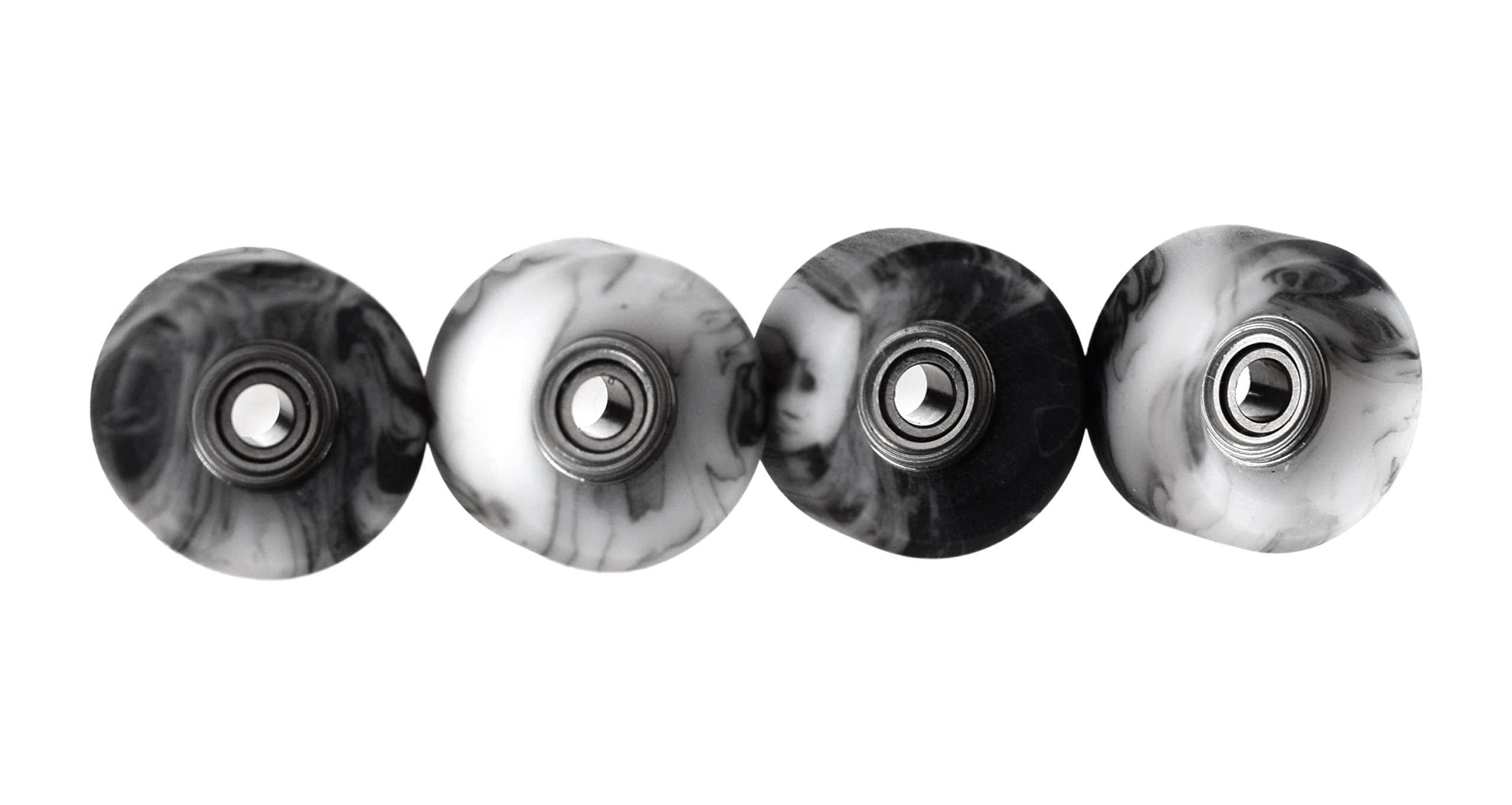 Teak Tuning Apex 61D Urethane Fingerboard Wheels - Slim Bowl Shaped, 7.5mm Diameter - ABEC-9 Stealth Bearings - Made in The USA - Grey & White Swirl Colorway - Image 2
