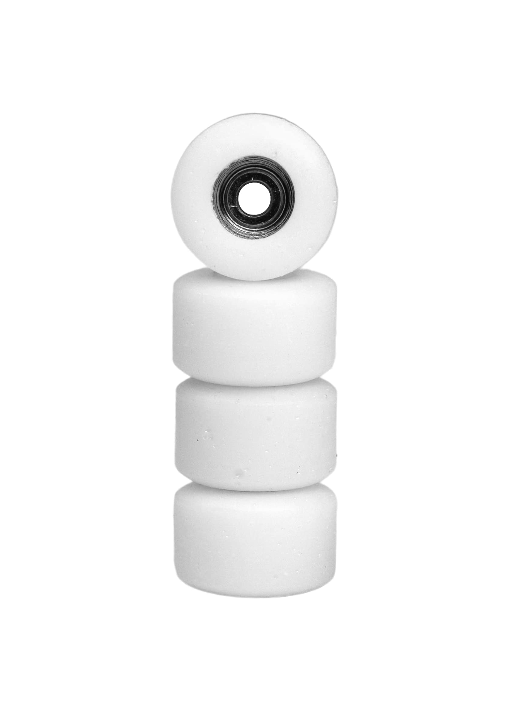 Teak Tuning Apex 71D Urethane Fingerboard Wheels, New Street Shape, 7.7mm Diameter, Ultra Spin Bearings - Made in The USA - White Blue Glow Colorway - Image 2