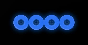 Teak Tuning Apex 71D Urethane Fingerboard Wheels, New Street Shape, 7.7mm Diameter, Ultra Spin Bearings - Made in The USA - White Blue Glow Colorway - Image 6