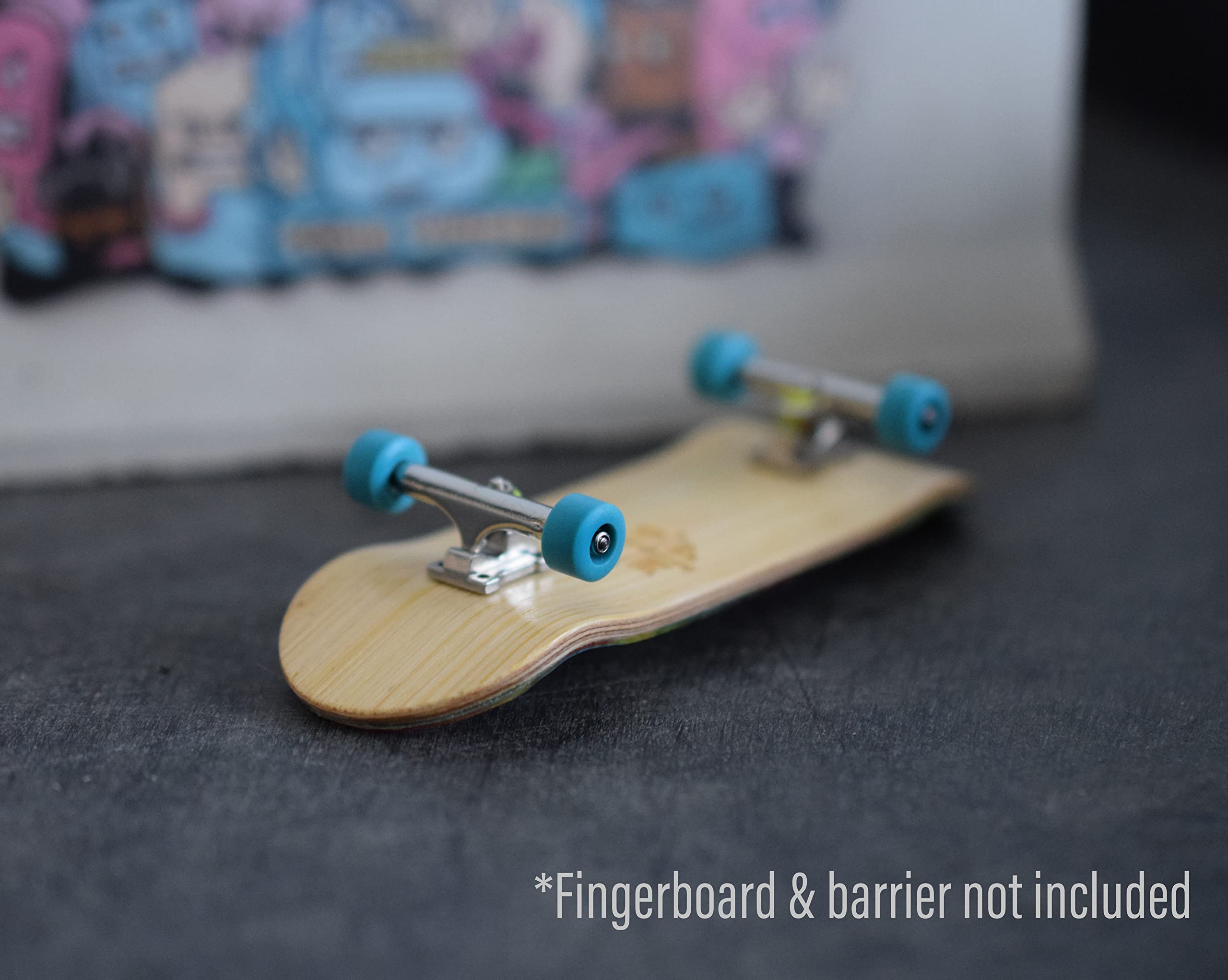 Teak Tuning Apex All Terrain Polymer (ATP) Fingerboard Wheels - New Street Shape, 65D - 7.7mm Diameter - ABEC-9 Stealth Bearings - Made in The USA - Sea Voyage Colorway - Image 6