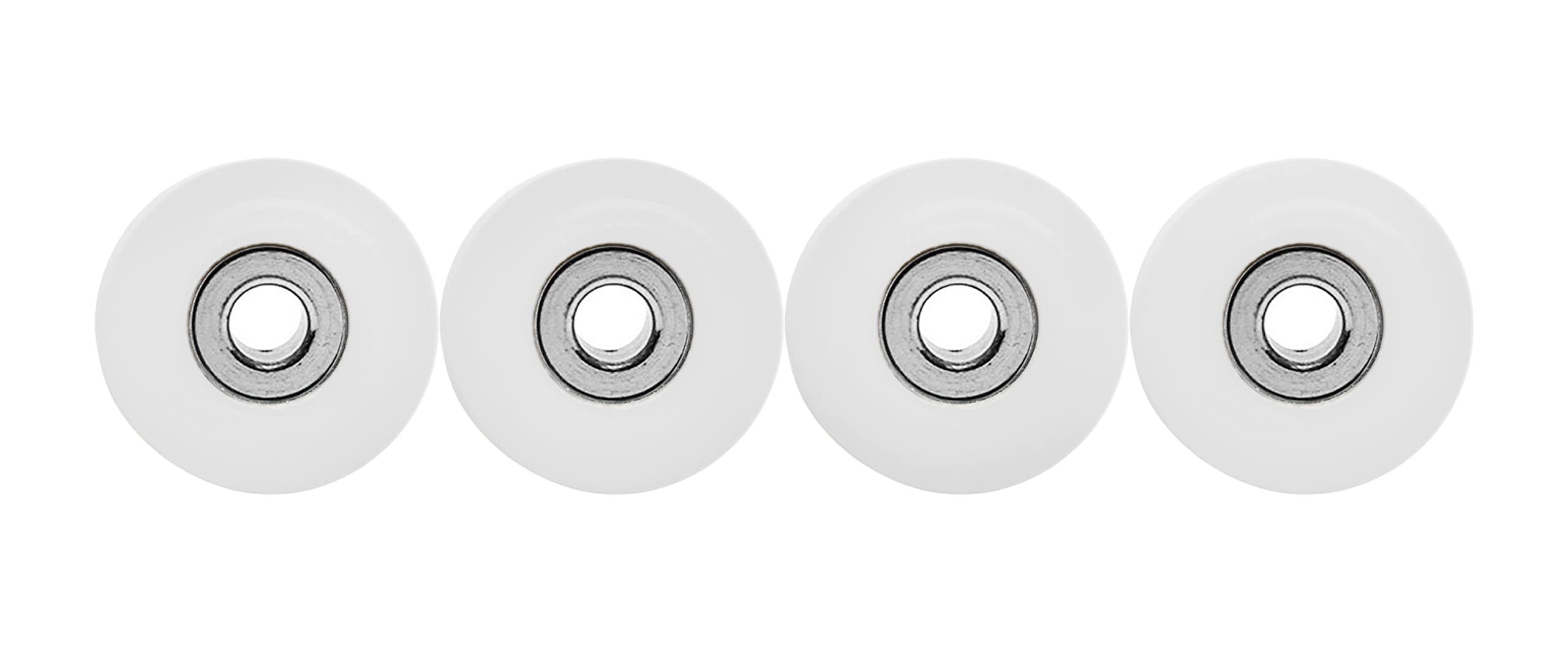 Teak Tuning Eco 85D CNC Poly Fingerboard Wheels - Rounded Shape, 7.5mm Dia., 5mm Wide - White Colorway - Image 3