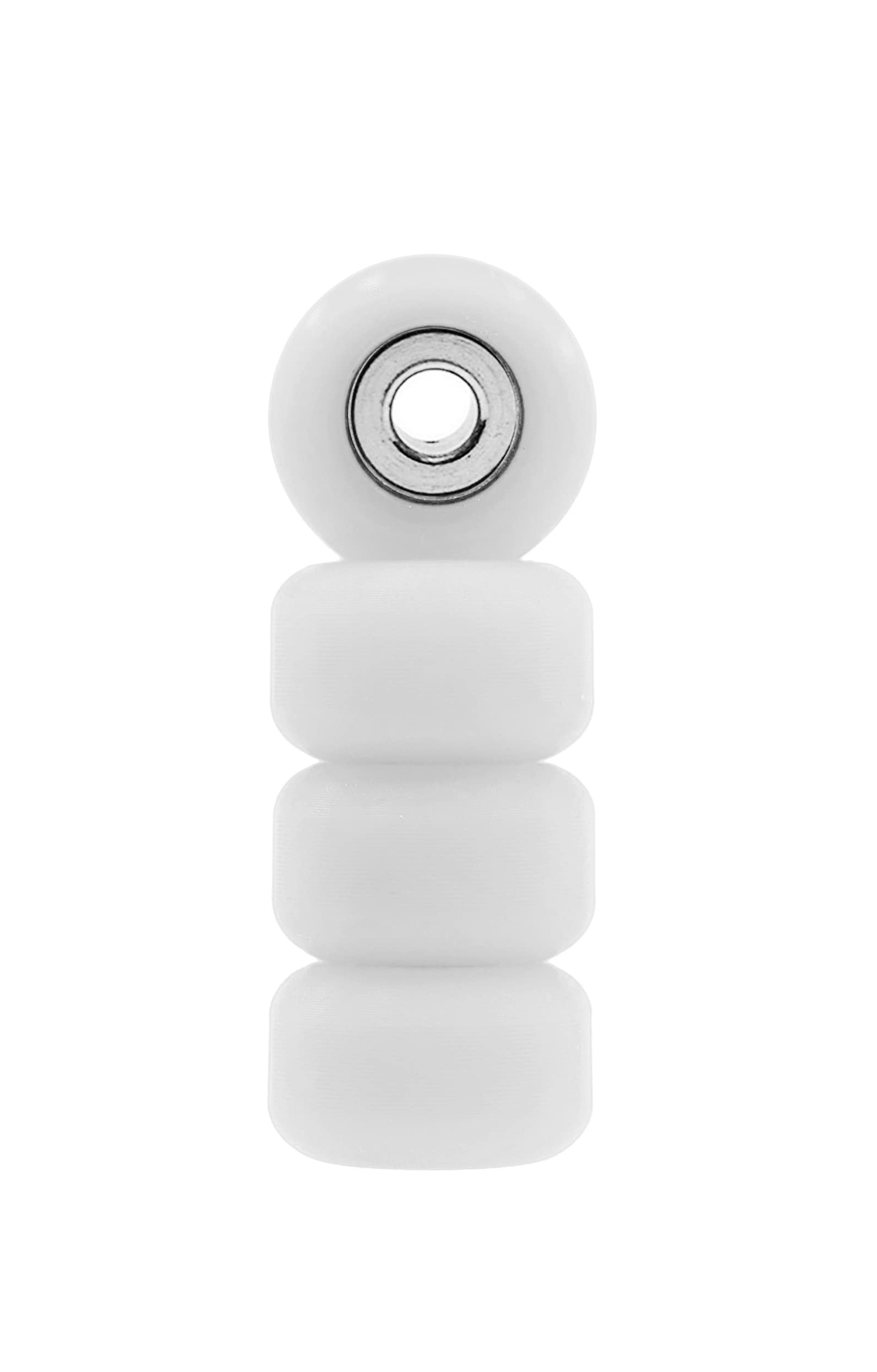 Teak Tuning Eco 85D CNC Poly Fingerboard Wheels - Street Shape, 7.5mm Dia., 5mm Wide - White Colorway - Image 2