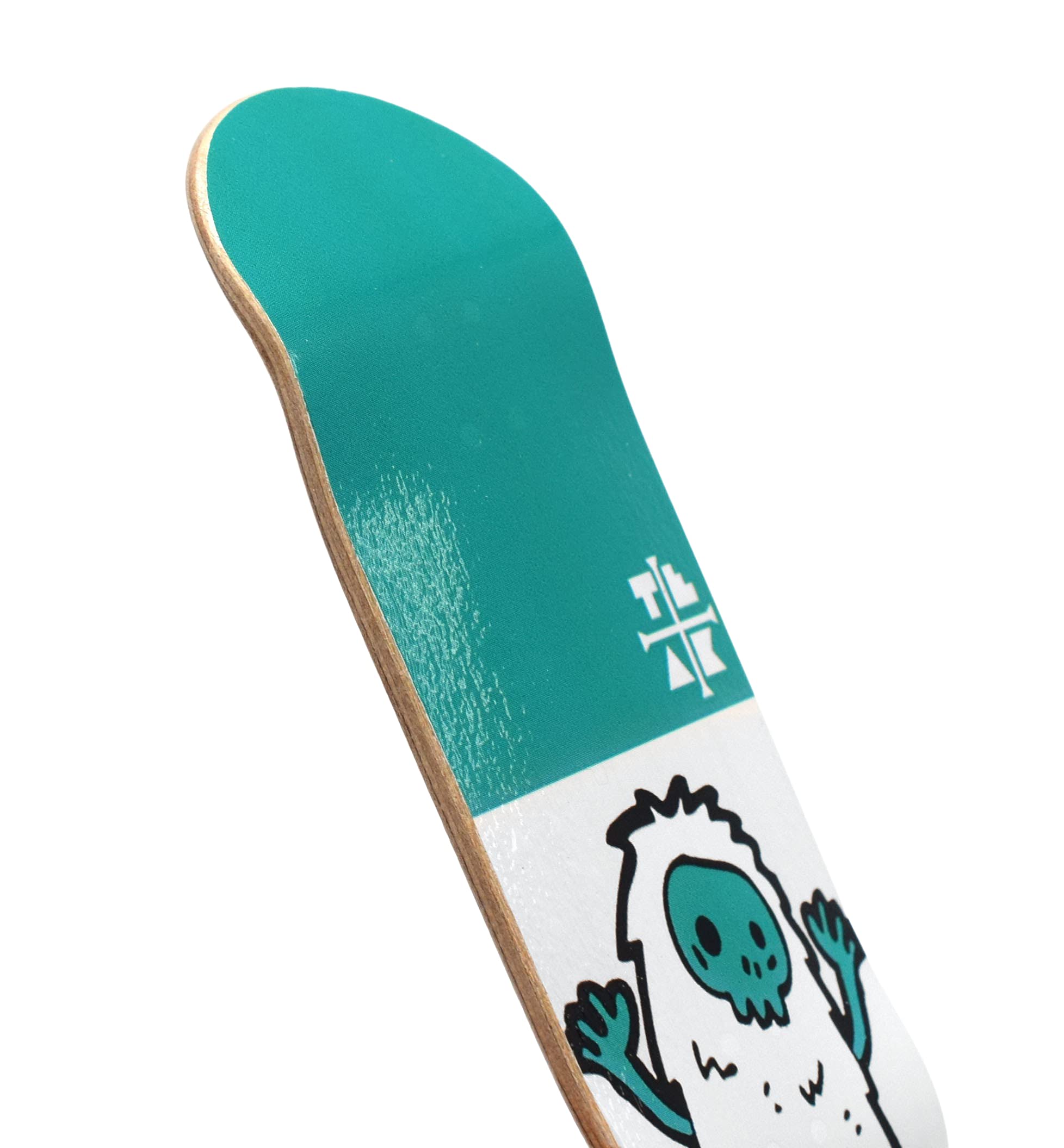 Teak Tuning Premium Fingerboard Graphic Deck, Teal Yeti - 32mm x 97mm - Heat Transfer Graphics, Pro Shape & Size - Pre-Drilled Holes - Includes Prolific Foam Tape - Image 3