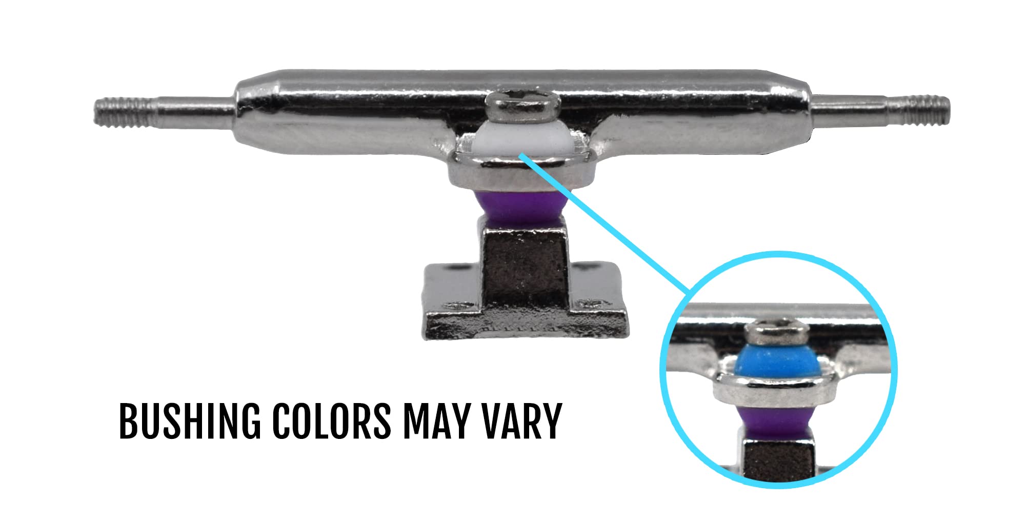 Teak Tuning Prodigy Pro Inverted Fingerboard Trucks with Gold Colored Locknuts & Urethane Tuning, Silver Colorway - 32mm Width - Inverted Kingpin, Solid Axle Style - Tuned & Assembled - Image 3