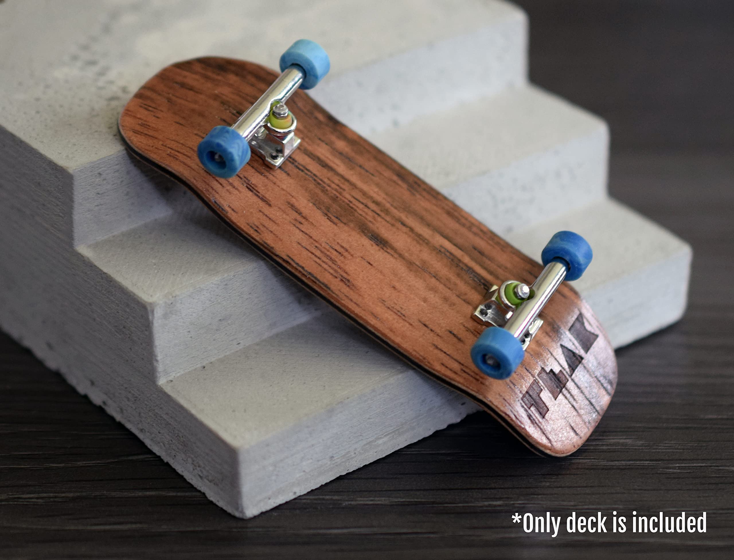 Teak Tuning Prolific Wooden Fingerboard Deck, 33.5mm x 96mm Boxy Shape - Two Tone - 6 Ply with Double Color Mid Plies - Includes Prolific Foam Tape - Image 7