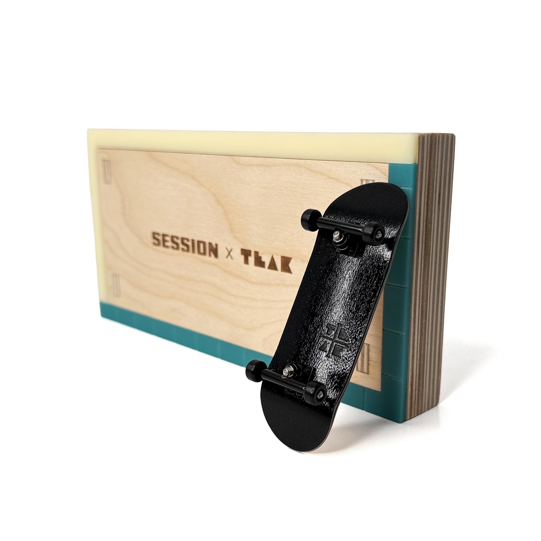 Teak Tuning x Session Fingerboard Manual Pad with Matte Acrylic Coping – 12.75" Long, 7.875" Wide, 6" Tall – Baltic Birch Wood Fingerboard Obstacle - Box for Manuals, Grinds & Slides - Image 4