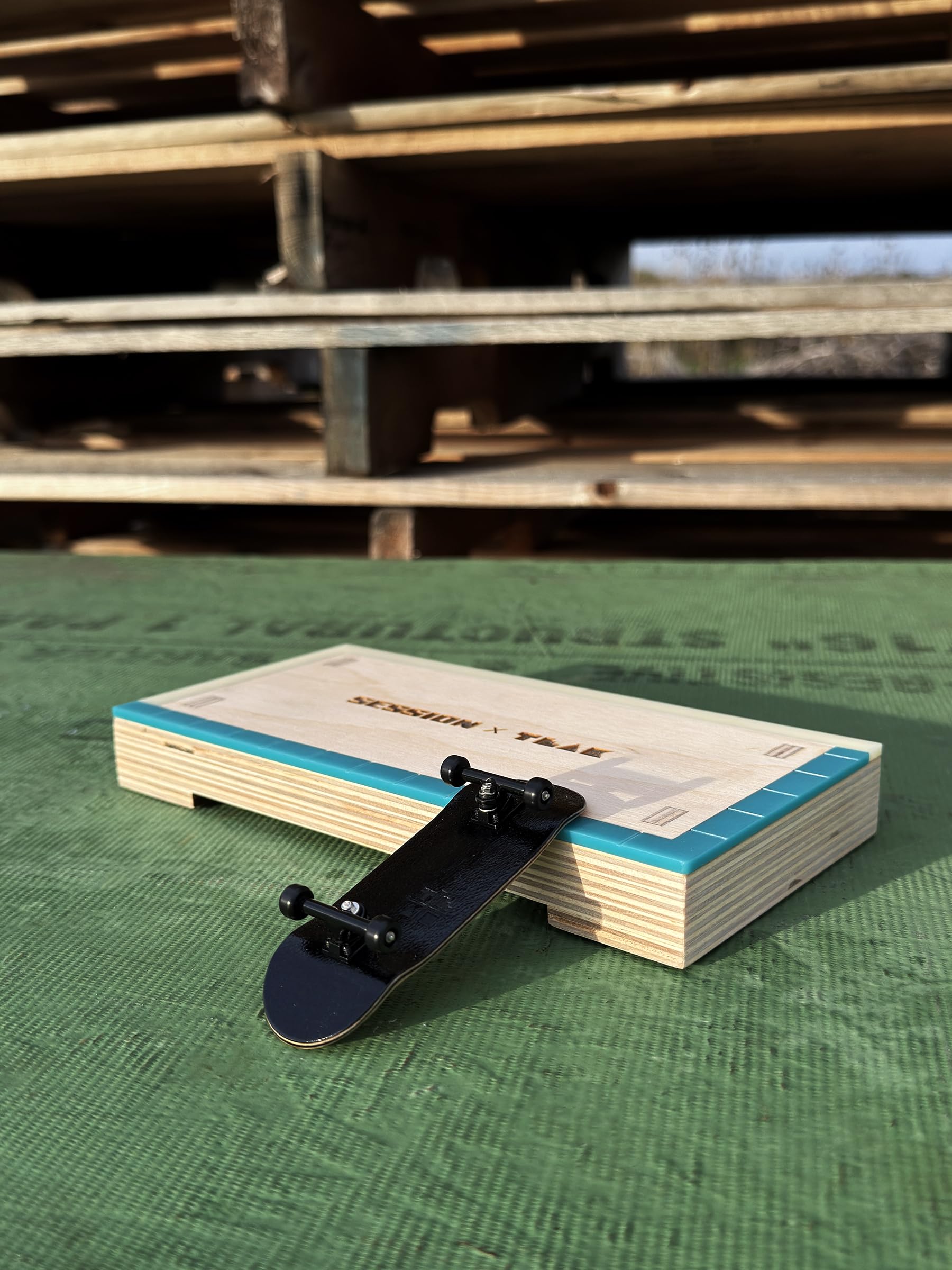 Teak Tuning x Session Fingerboard Manual Pad with Matte Acrylic Coping – 12.75" Long, 7.875" Wide, 6" Tall – Baltic Birch Wood Fingerboard Obstacle - Box for Manuals, Grinds & Slides - Image 7