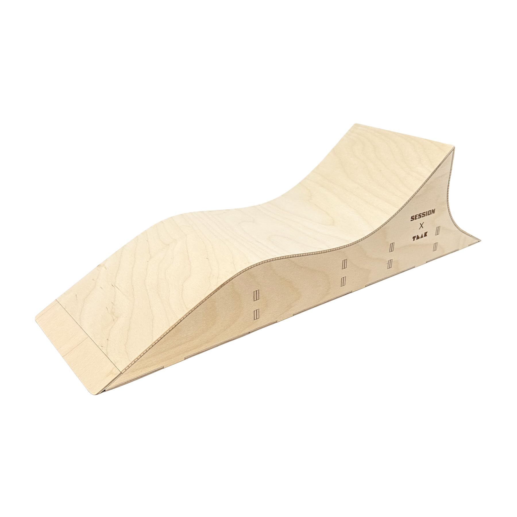 Teak Tuning x Session Fingerboard Quarter Pipe + Mellow Wave Ramp -The Shark - with Roller Coaster Ramp Section and Wall Ride - 20 inch Long - Hand Made in USA - Image 3