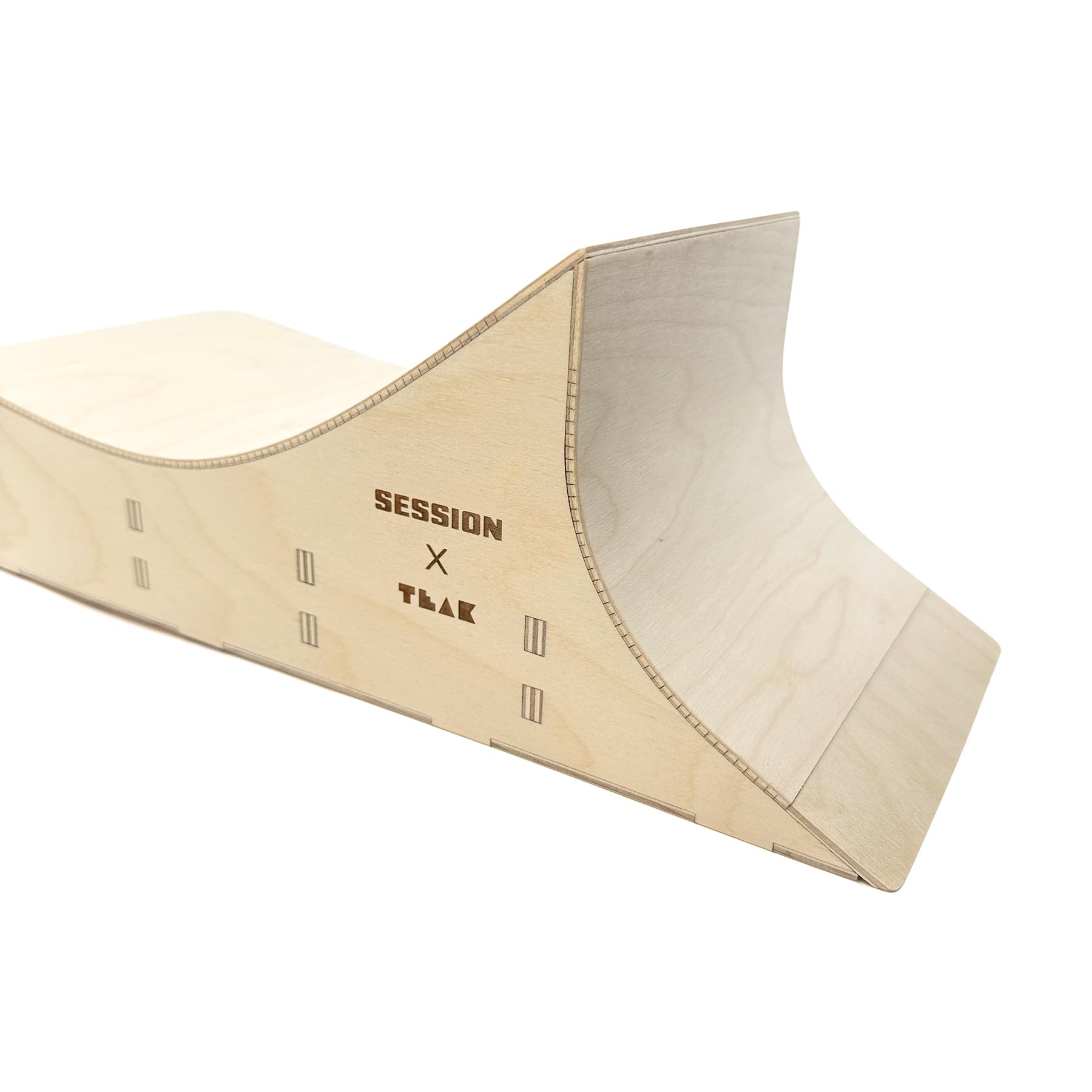 Teak Tuning x Session Fingerboard Quarter Pipe + Mellow Wave Ramp -The Shark - with Roller Coaster Ramp Section and Wall Ride - 20 inch Long - Hand Made in USA - Image 4