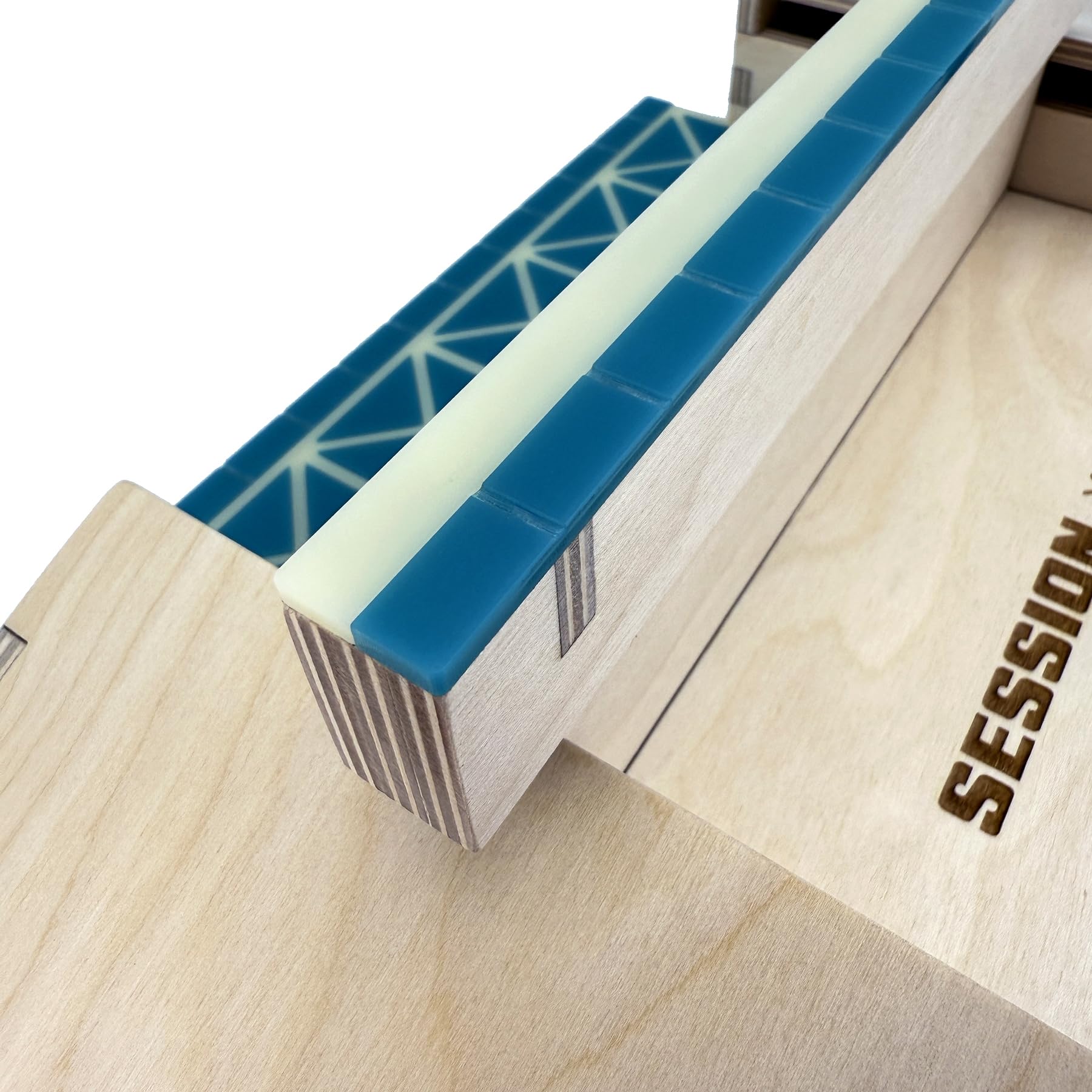 Teak Tuning x Session “The Junction” Modular Wooden Fingerboard Ramp - 20 Inches Long - 2 Plain Kickers + Triple-Sided Rail/Ledge Block – Hand Made in USA - Fingerboard Obstacle - Image 4
