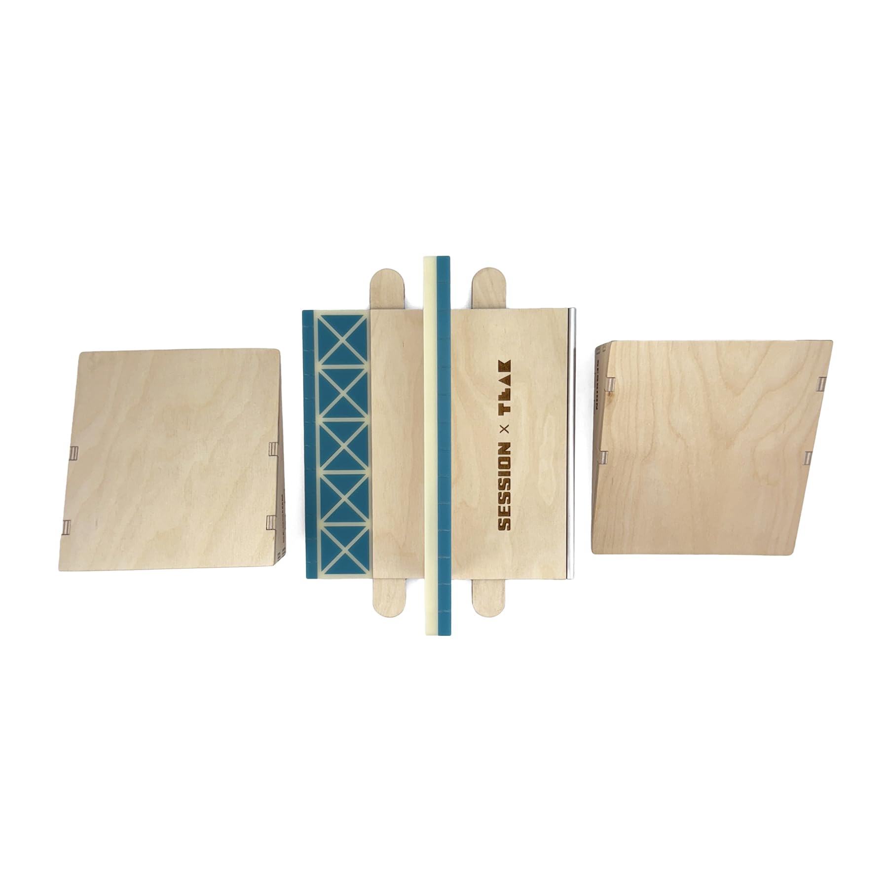 Teak Tuning x Session “The Junction” Modular Wooden Fingerboard Ramp - 20 Inches Long - 2 Plain Kickers + Triple-Sided Rail/Ledge Block – Hand Made in USA - Fingerboard Obstacle - Image 5
