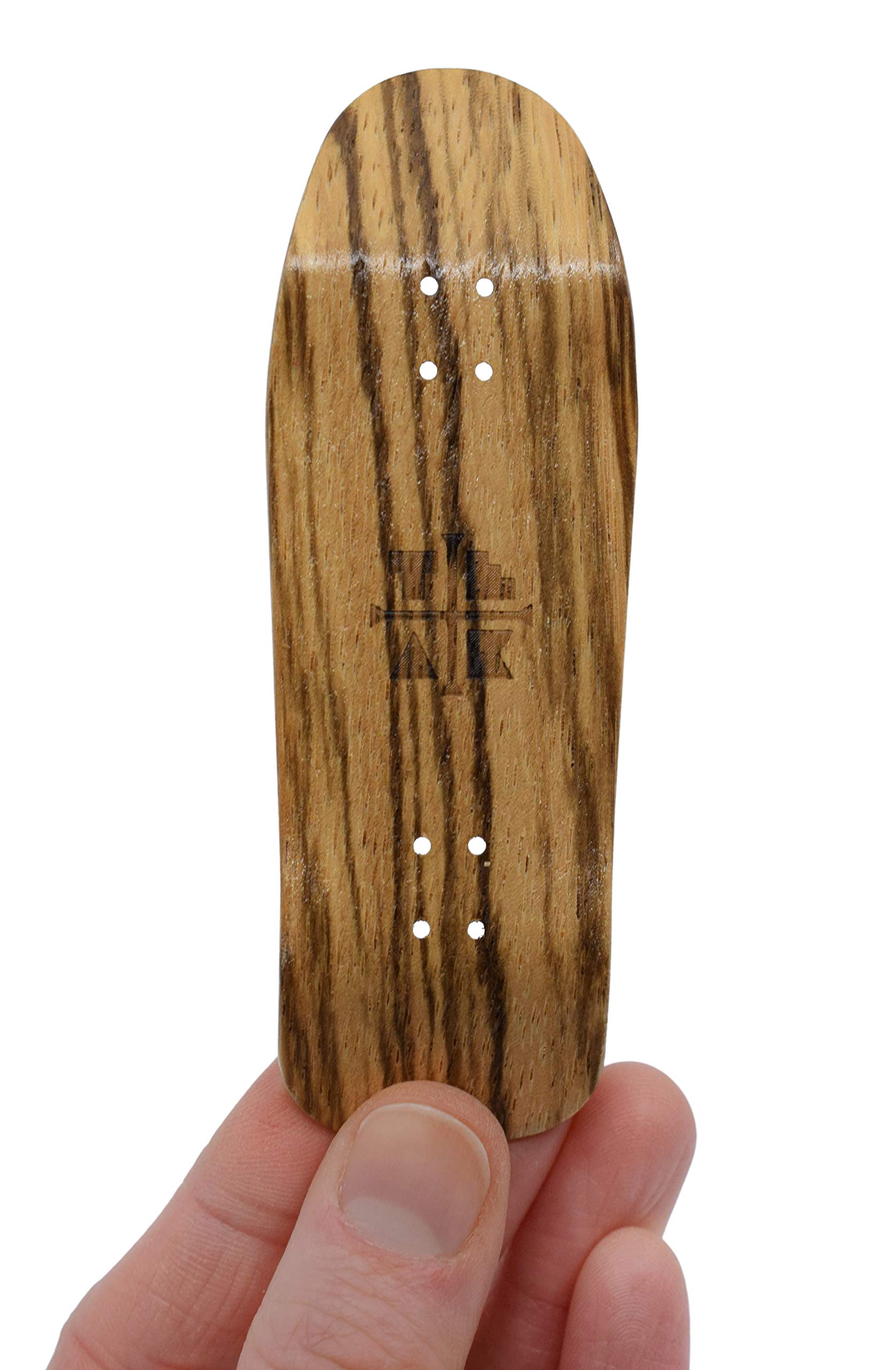 Wooden Fingerboard Carlsbad Cruiser Deck, Zebrawood - 34mm x 100mm - Handmade, Pro Shape & Size - Five Plies Wood Veneer - Includes Prolific Foam Tape - Teak Tuning - Image 4